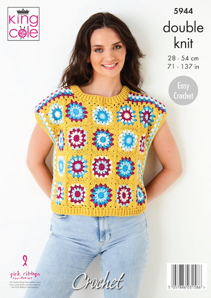 King Cole 5944 Crochet Jumper and Capped Sleeve Top (DK)