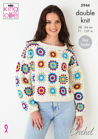 King Cole 5944 Crochet Jumper and Capped Sleeve Top (DK)