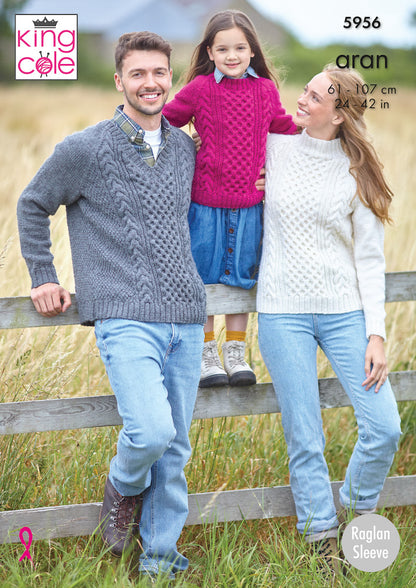 King Cole Wool Aran Knitting Pattern No: 5956 Sweaters