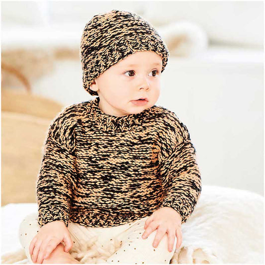 Rico Baby Knitting Pattern 1035 Babies Sweater & Hat DK