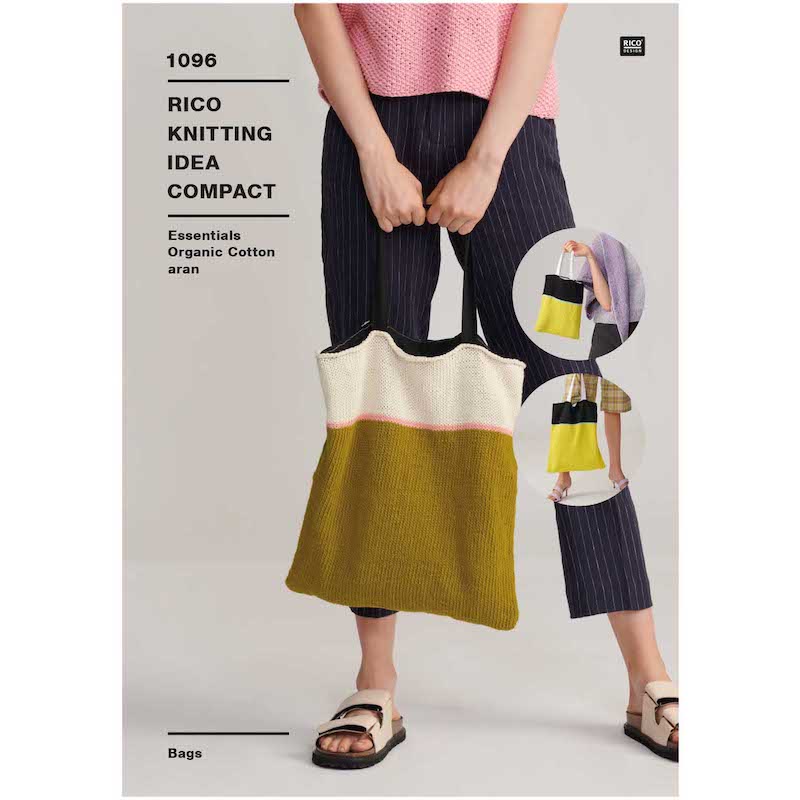 Rico Essentials Organic Cotton Aran Pattern 1096 Knitted Bags