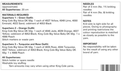 King Cole Pattern No. 9104 Superheroes (DK)