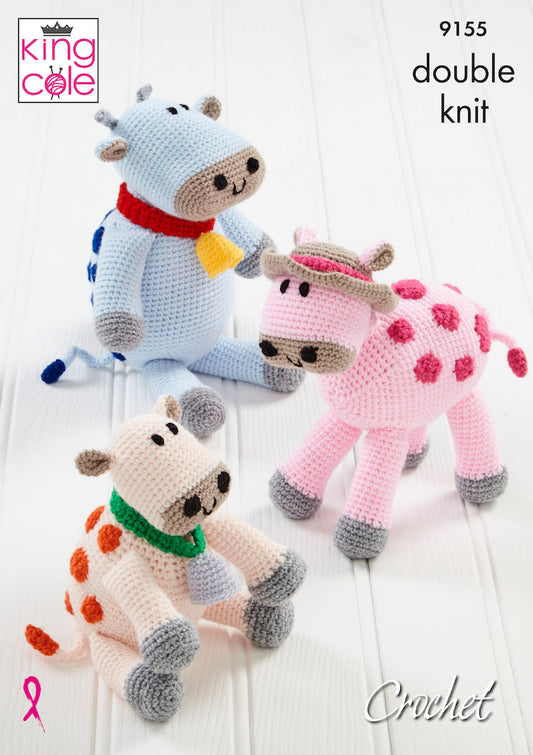 King Cole Pattern 9155 Amigurumi Crocheted Cows