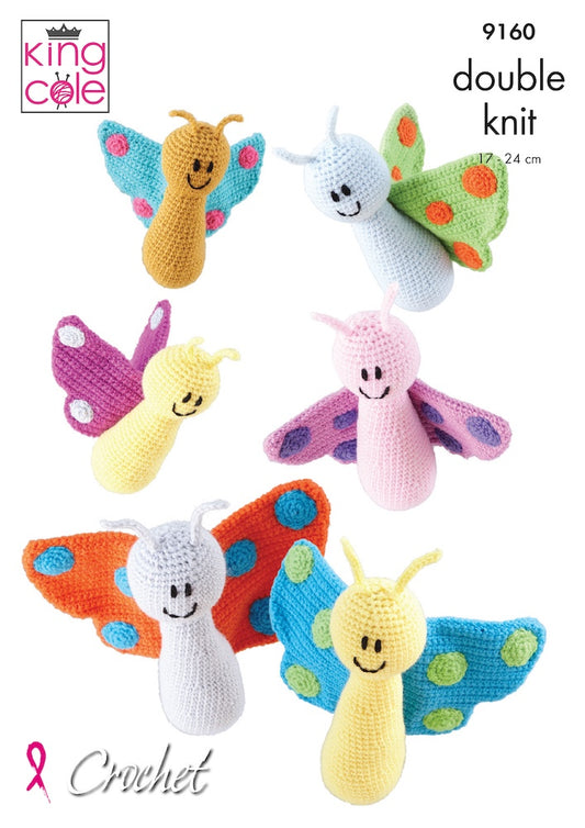 King Cole Pattern 9160 Amigurumi Crocheted Butterflies