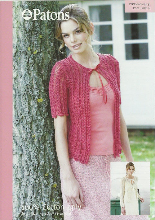 Patons 03431 Lacy Cardigan 4ply Knitting Pattern