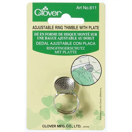 Clover Adjustable Ring Thimble with Plate
