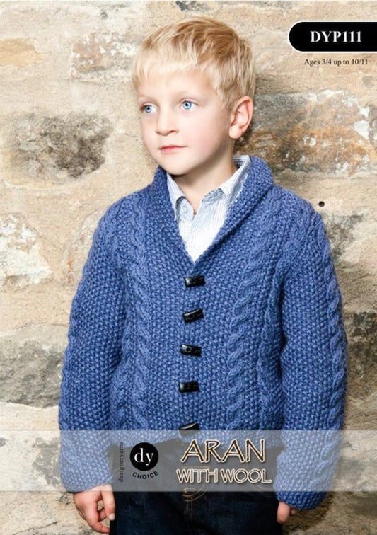 Designer Yarns Children's Aran Cardigan Knitting Pattern