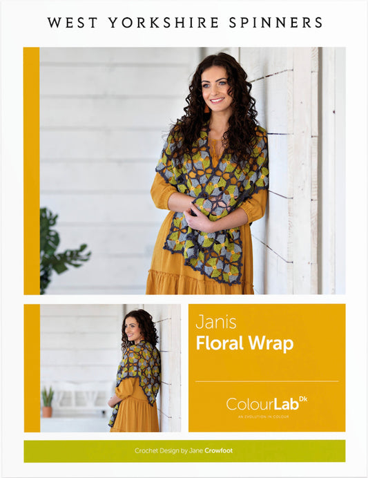 WYS ColourLab Janis Floral Wrap Crochet Pattern - valleywools