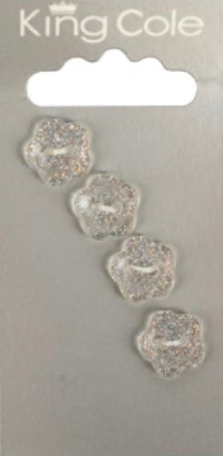 King Cole Carded Buttons 027 Small Clear Glitter Flower