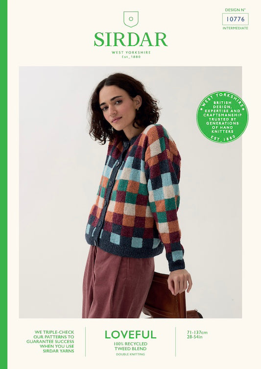 Sirdar Loveful Knitting Pattern 10776 Checkerboard Cardigan