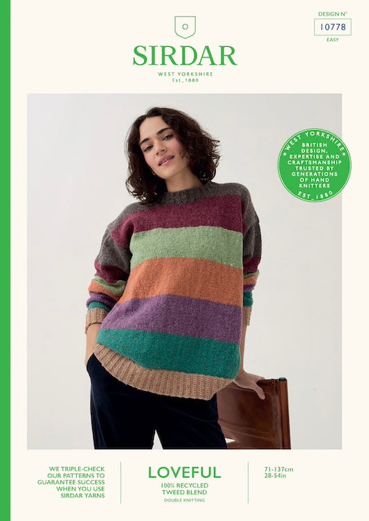 Sirdar Loveful Knitting Pattern 10778 Timeless Striped Jumper