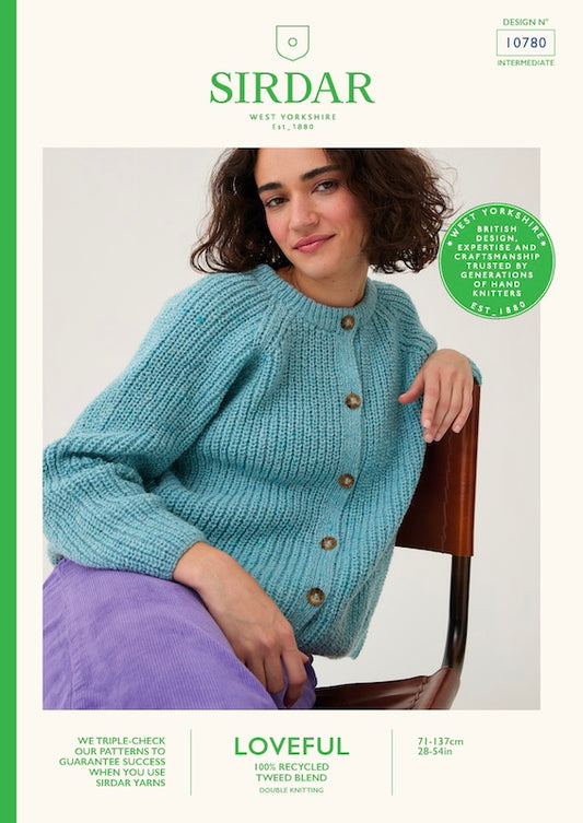 Sirdar Loveful Knitting Pattern 10780 Round Neck Rib Cardigan