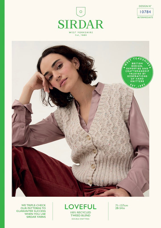 Sirdar Loveful Knitting Pattern 10784 Moss Stitch Vest