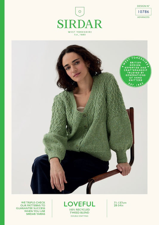 Sirdar Loveful Knitting Pattern 10786 Diamond Cable Cardigan