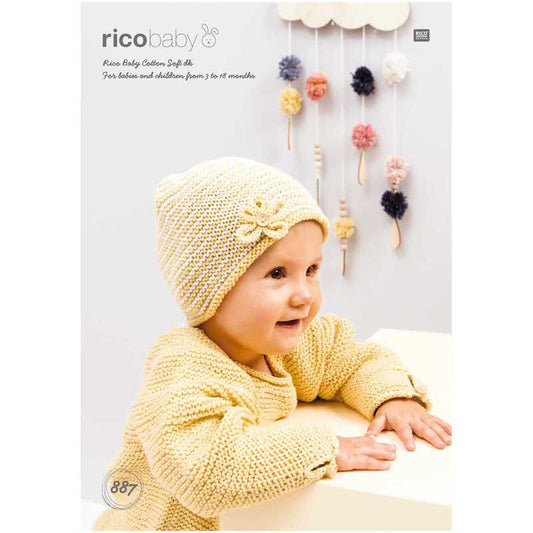 Rico Baby Cotton Soft DK Pattern 887 Sweater and Hat