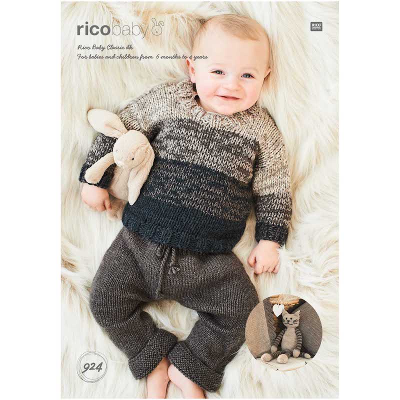 Rico Baby Knitting Pattern 924 Babies Sweater & Toy DK