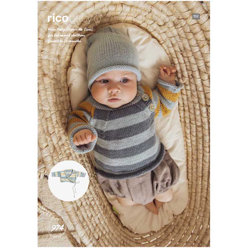 Rico Baby Knitting Pattern 974 Sweater, Jacket and Hat (DK)