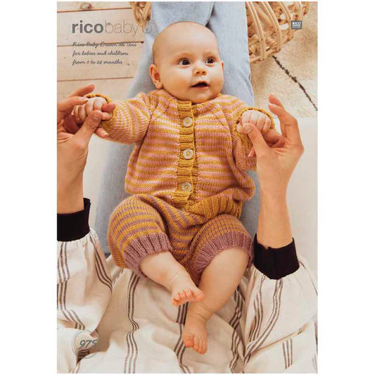 Rico Baby Knitting Pattern 975 Striped Jacket and Trousers (DK)