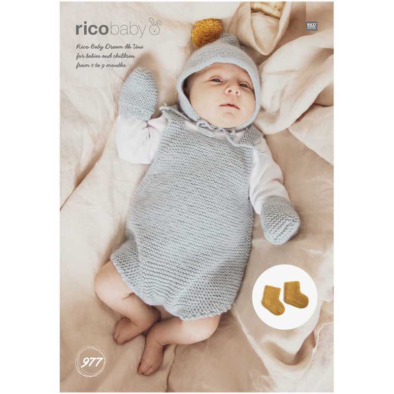 Rico Baby Knitting Pattern 977 Romper, Hat, Socks & Gloves (DK)