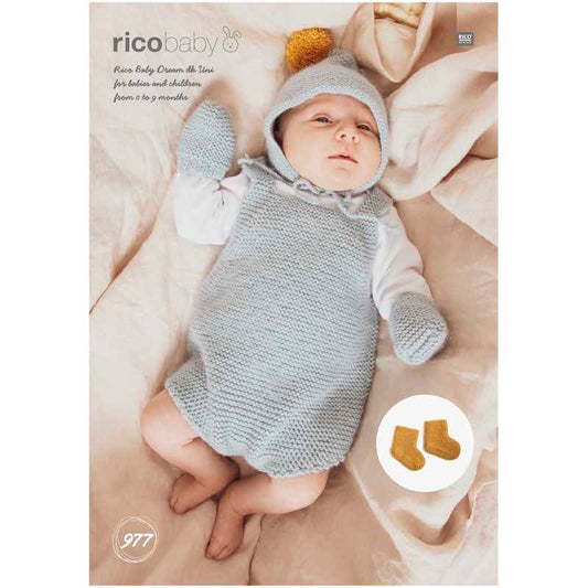 Rico Baby Knitting Pattern 977 Romper, Hat, Socks & Gloves (DK)