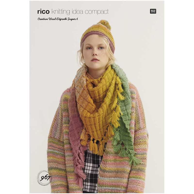 Rico Creative Wool Degrade Super 967 Hat and Triangular Shawl