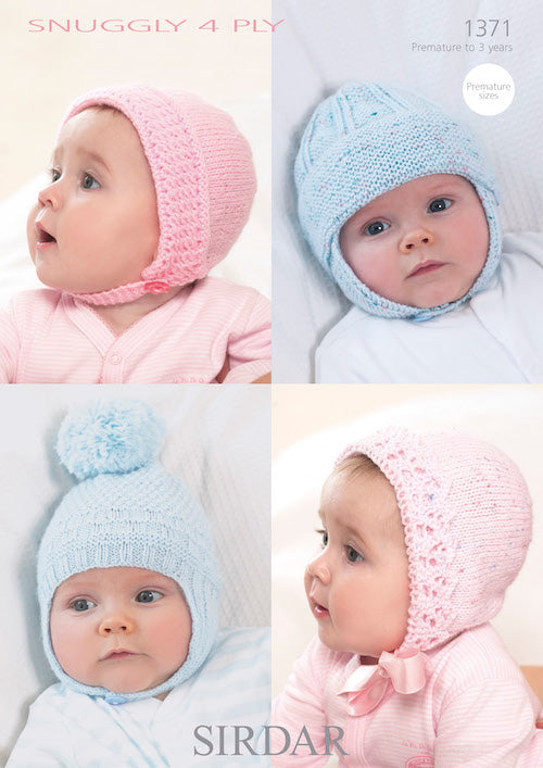 Sirdar Snuggly Pattern 1371 Baby's Bonnets & Helmets 4ply