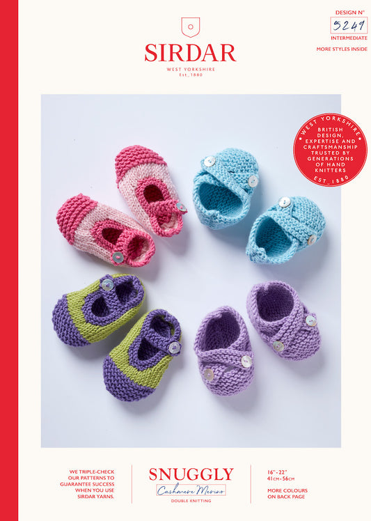 Sirdar Snuggly Knitting Pattern 5249 Shoes (DK)