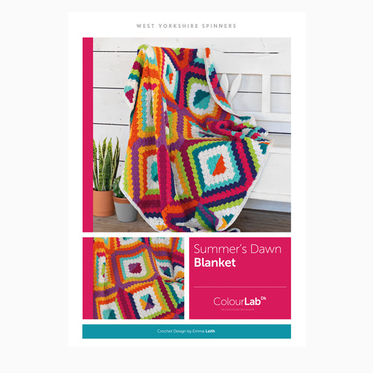 WYS ColourLab Summer's Dawn Blanket Crochet Pattern - valleywools