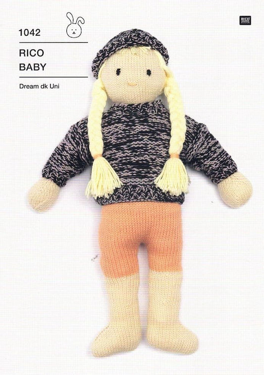 Rico Baby Dream DK 1042 Doll, Sweater and Hat