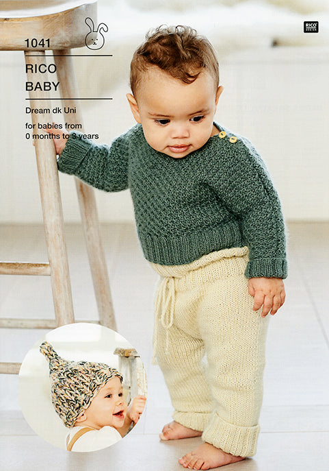 Rico Baby Knitting Pattern 1041 Babies Sweater, Leggings and Hat DK