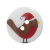 Christmas Printed Button - Robin in Hat - valleywools