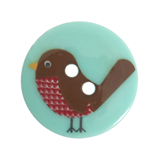 Christmas Printed Button - Robin - valleywools