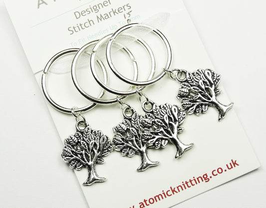 Atomic Knitting 15mm Metal Charm Stitch Markers - Trees - valleywools