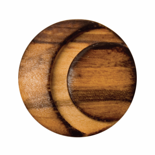 Round Wooden Carved Button, size 23mm - valleywools