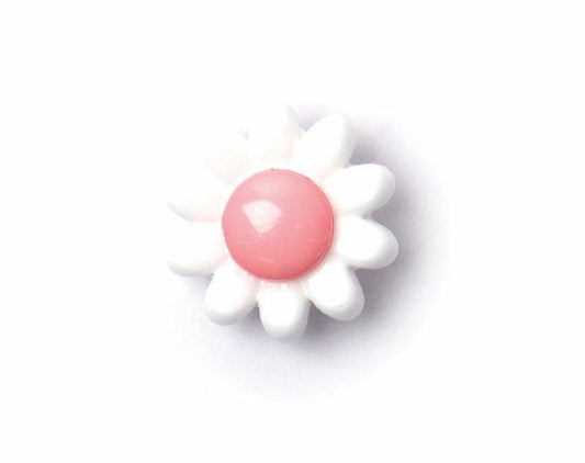 ABC Loose Buttons White / Pink Flower 14mm - valleywools