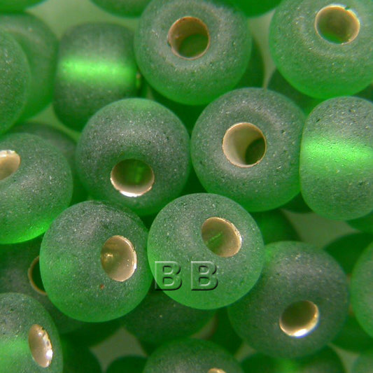 Emerald Silver Lined Matt Beads - valleywools