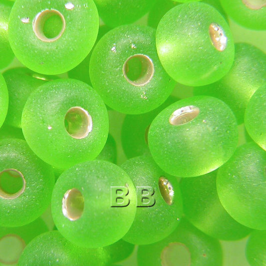 Lime Silver Lined Matt Beads - valleywools