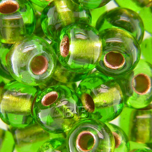 Lime Copper Lined Beads - valleywools