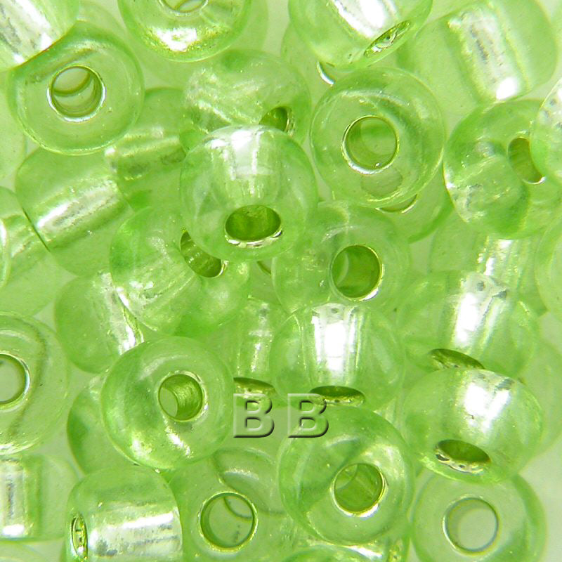 Soft Lime Silver Lined Beads - valleywools