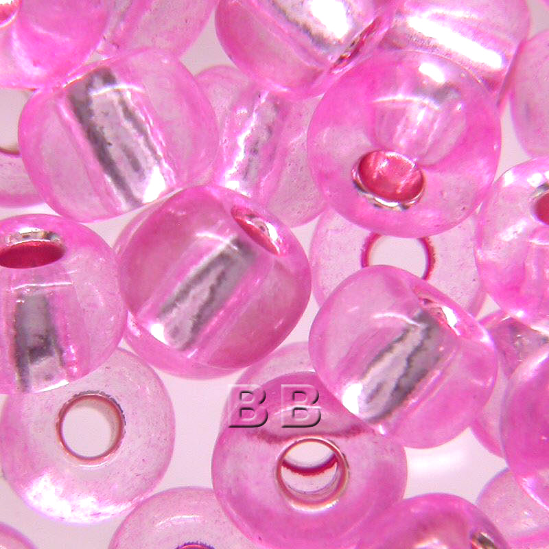 Rose Pink Silver Lined Beads - valleywools