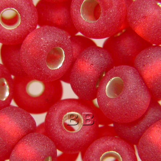 Cherry Red Silver Lined Beads - valleywools