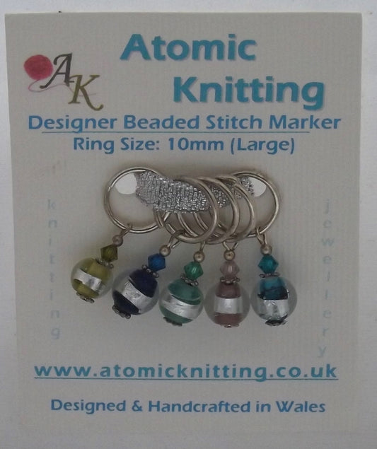 Atomic Knitting 10mm Indian Glass Bead Stitch Markers - valleywools