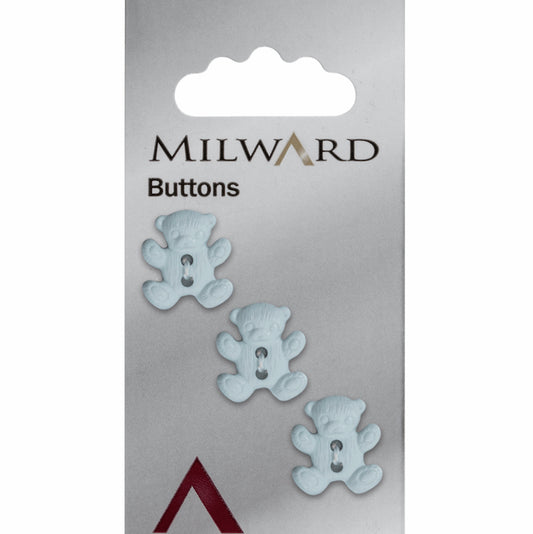 Milward Buttons Blue Teddy Bear, size 17mm - valleywools
