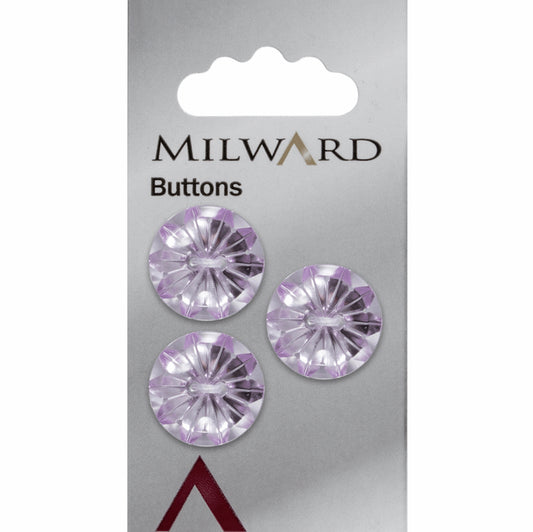Milward Carded Buttons Lilac Flower Glass Effect 17mm - valleywools