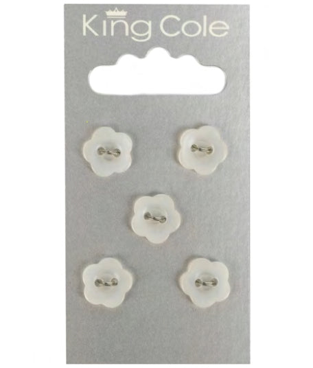 King Cole Carded Buttons 012 Small White Flowers - valleywools