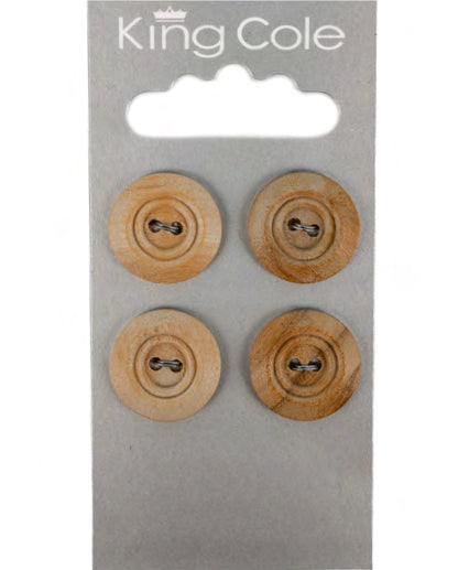 King Cole Carded Buttons Wood Round Rimmed Buttons - valleywools