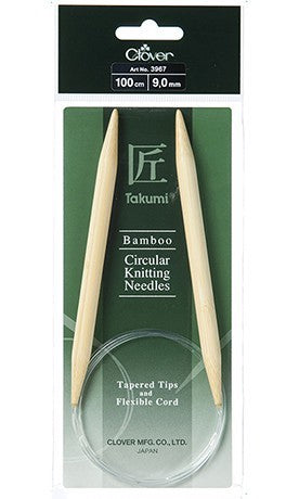 Clover (Takumi) Bamboo Circular Knitting Needles 9.0mm x 100cm - valleywools