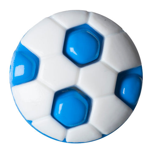 Trimits Football 2 Colour Button Blue 13mm - valleywools