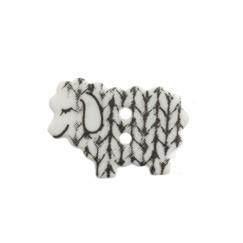 Knitted Sheep Button - white 18mm - valleywools