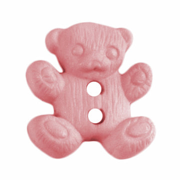Milward Carded Buttons Pink Teddy Bear, size 17mm - valleywools